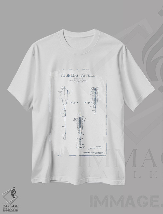 تیشرت طرح دار طرح پتنت تجهیزات ماهیگیری ریموند مک وی، وینتیج و رترو اثر پیکسل کهنه | immage.ir