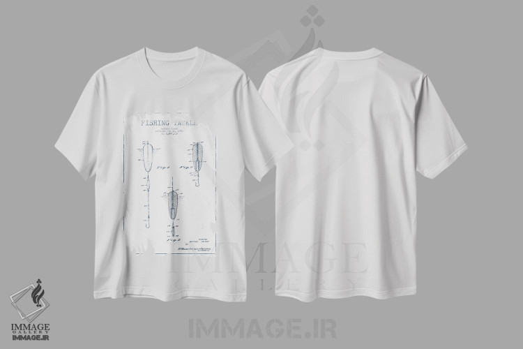 تیشرت طرح دار طرح پتنت تجهیزات ماهیگیری ریموند مک وی، وینتیج و رترو اثر پیکسل کهنه | immage.ir