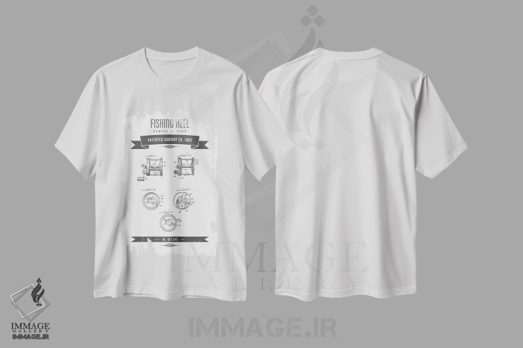 تیشرت طرح دار طرح پتنت کلاسیک چرخ ماهیگیری ساموئل ال. بین، وینتیج و رترو اثر پیکسل کهنه | immage.ir