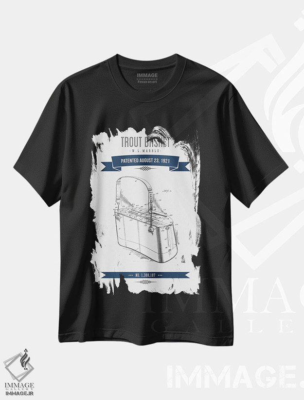 تیشرت طرح دار طرح پتنت سبد ماهیگیری دبلیو.ال. ماربل، وینتیج و رترو اثر پیکسل کهنه | فروشگاه ایماژ
