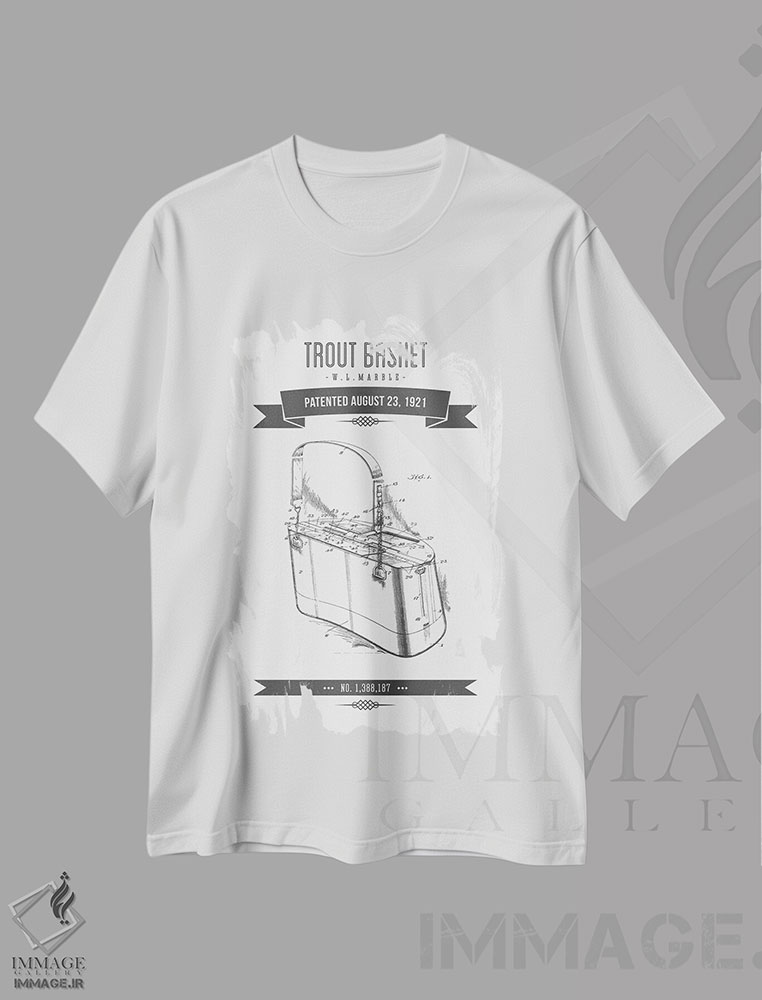 تیشرت طرح دار طرح پتنت کلاسیک سبد ماهیگیری دبلیو.ال. ماربل، وینتیج و رترو اثر پیکسل کهنه | immage.ir