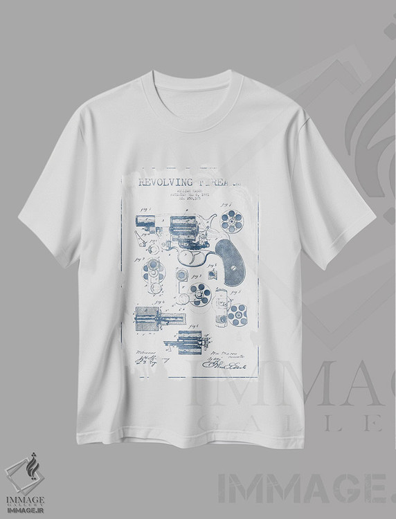 تیشرت طرح دار طرح ثبت اختراع اسلحهٔ چرخان، اثر William Mason، وینتیج و رترو اثر پیکسل کهنه | immage.ir
