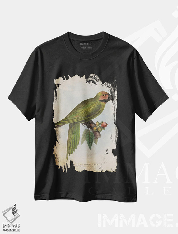 تیشرت طرح دار طوطی کوچک دم بلند، تزئینی اثر پیکسل کهنه | فروشگاه ایماژ