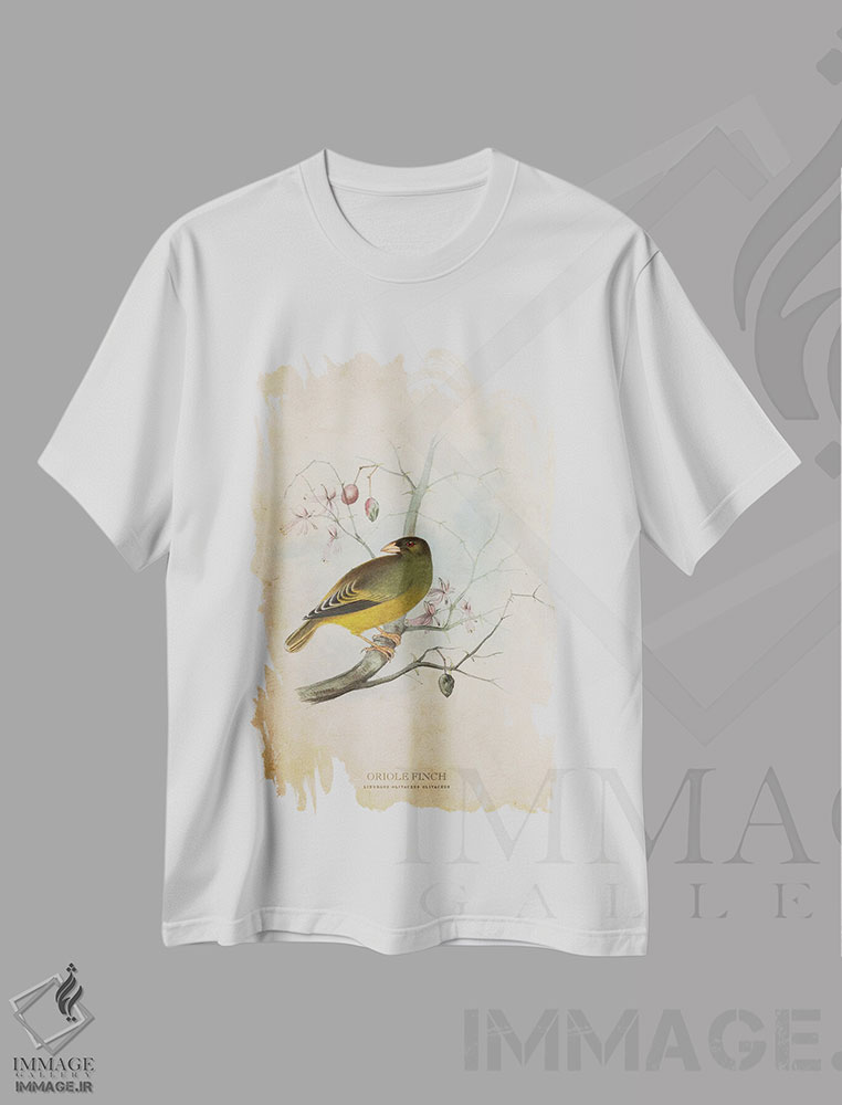 تیشرت طرح دار فنچ زرشکی، تزئینی اثر پیکسل کهنه | immage.ir