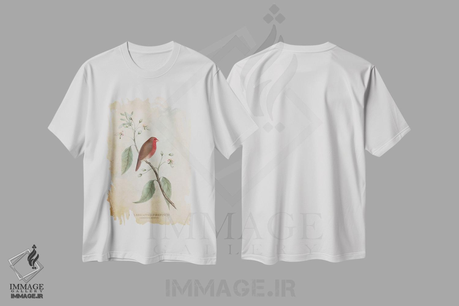 تیشرت طرح دار فنچ آتشی سینه راه راه، تزئینی اثر پیکسل کهنه | immage.ir