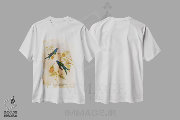 تیشرت طرح دار مرغ مگس خوار دم پرستوئی، تزئینی اثر پیکسل کهنه | immage.ir