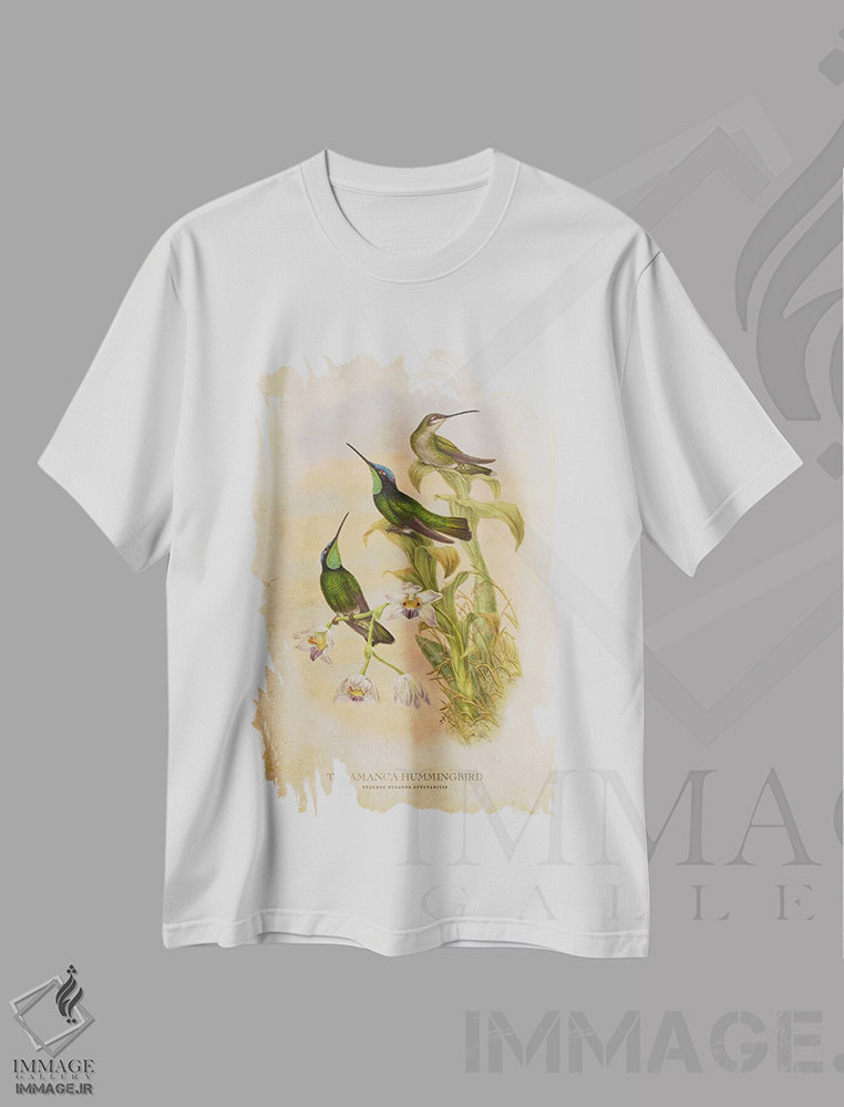 تیشرت طرح دار مرغ مگس خوار تالامانکا، تزئینی اثر پیکسل کهنه | immage.ir