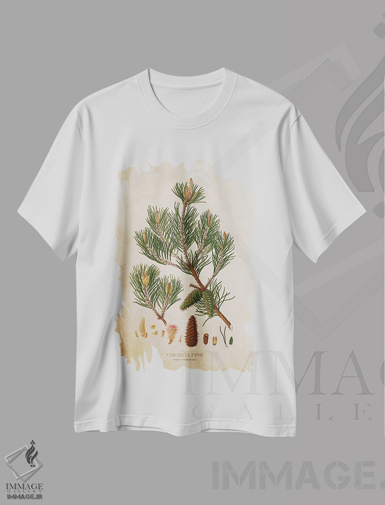 تیشرت طرح دار میوه درخت کاج ویرجینیا، تزئینی اثر پیکسل کهنه | immage.ir