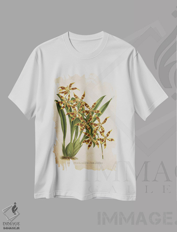 تیشرت طرح دار ارکیده، تزئینی اثر پیکسل کهنه | immage.ir