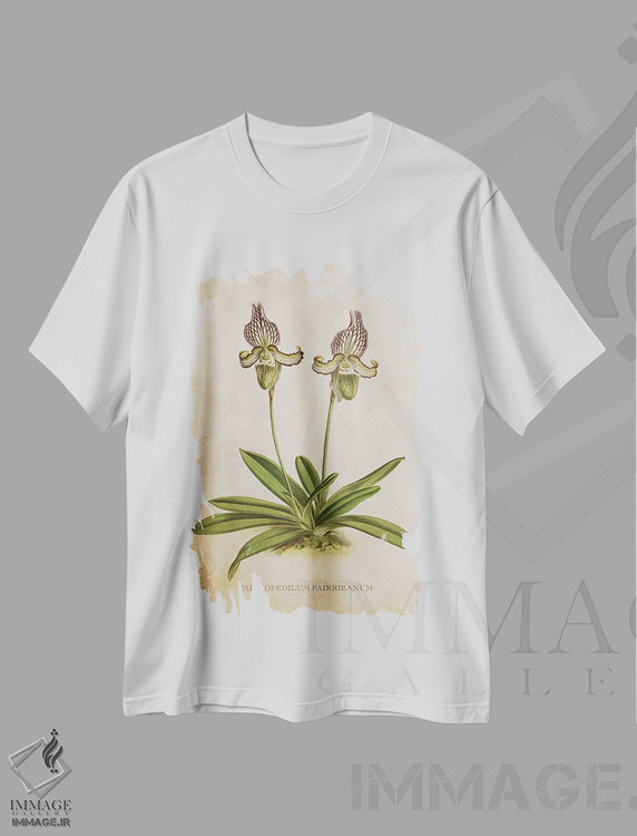 تیشرت طرح دار گل ارکیده، تزئینی اثر پیکسل کهنه | immage.ir