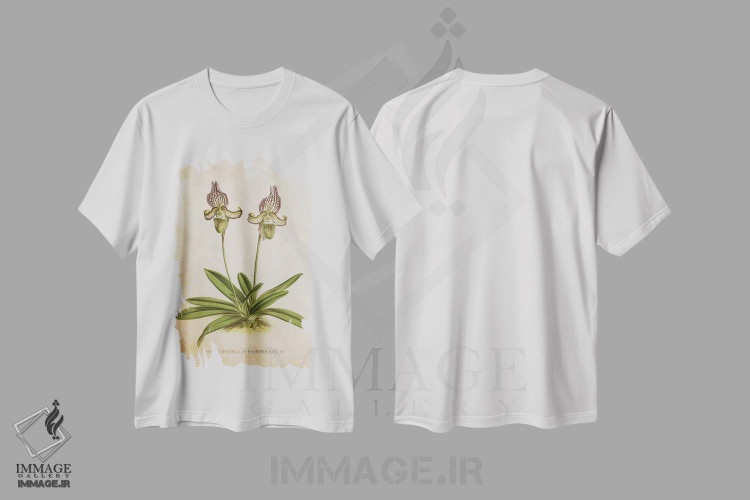 تیشرت طرح دار گل ارکیده، تزئینی اثر پیکسل کهنه | immage.ir