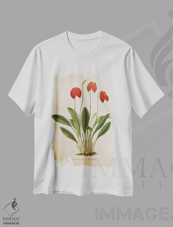 تیشرت طرح دار گل ارکیده، تزئینی اثر پیکسل کهنه | immage.ir