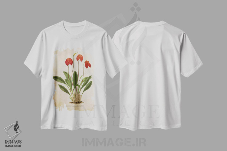 تیشرت طرح دار گل ارکیده، تزئینی اثر پیکسل کهنه | immage.ir