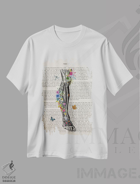 تیشرت طرح دار آناتومی پای انسان، تزئینی اثر پیکسل کهنه | immage.ir