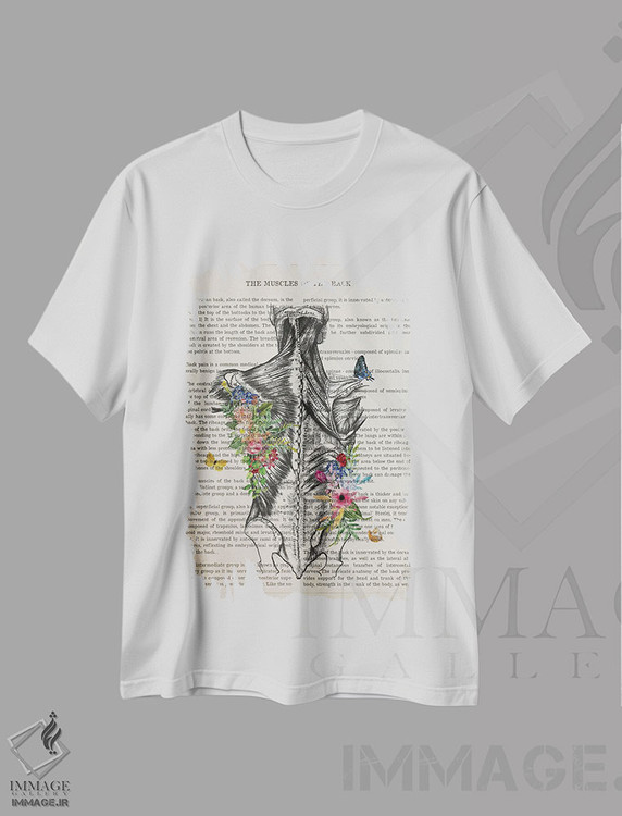تیشرت طرح دار آناتومی عضلات پشت، هنر دیجیتال اثر پیکسل کهنه | immage.ir