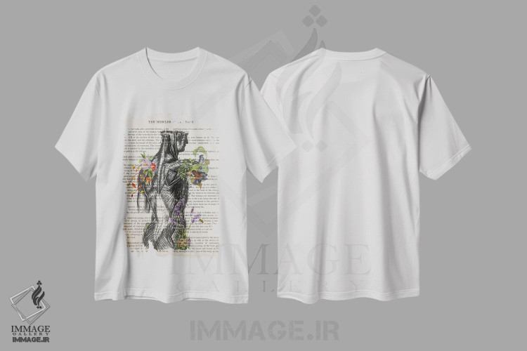 تیشرت طرح دار آناتومی عضلات پشت، هنر دیجیتال اثر پیکسل کهنه | immage.ir