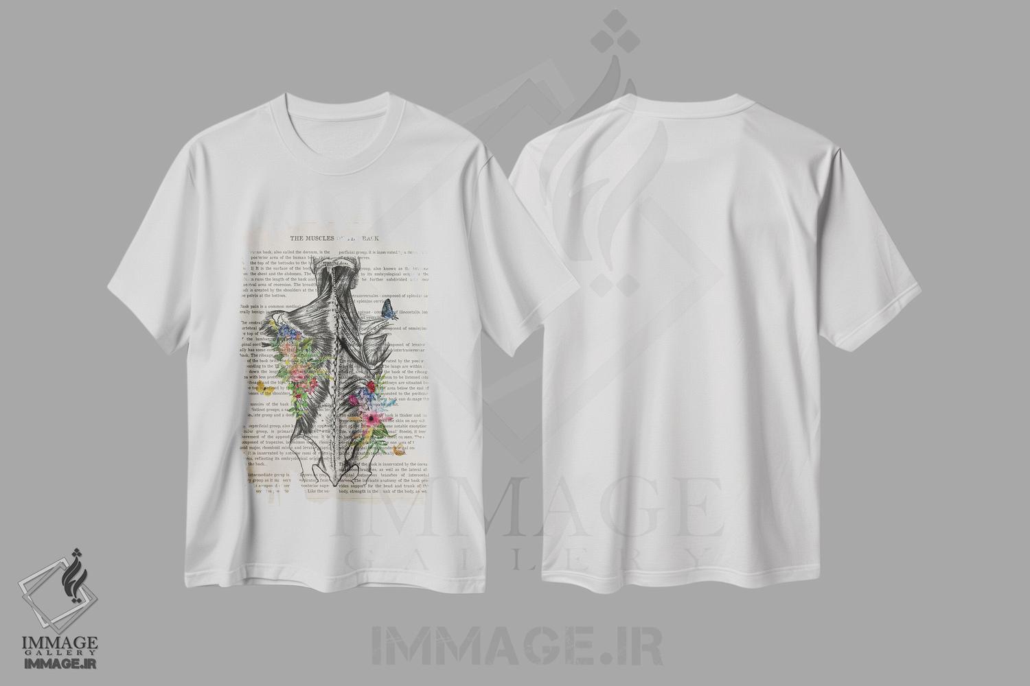 تیشرت طرح دار آناتومی عضلات پشت، هنر دیجیتال اثر پیکسل کهنه | immage.ir
