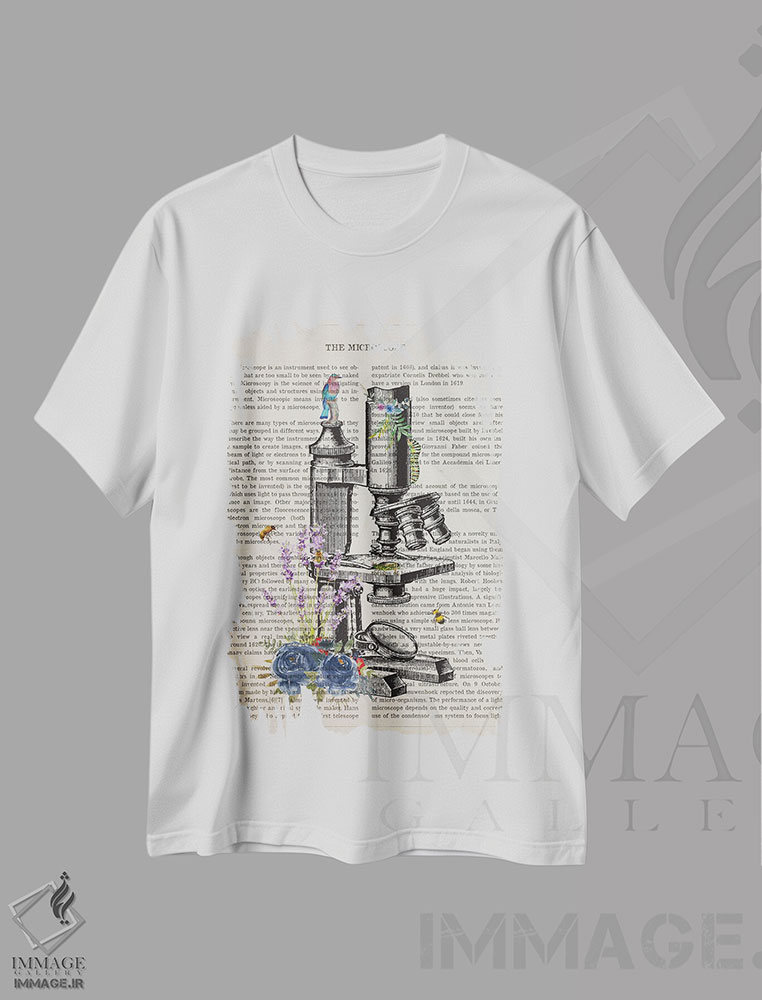 تیشرت طرح دار میکروسکوپ گل، هنر دیجیتال اثر پیکسل کهنه | immage.ir