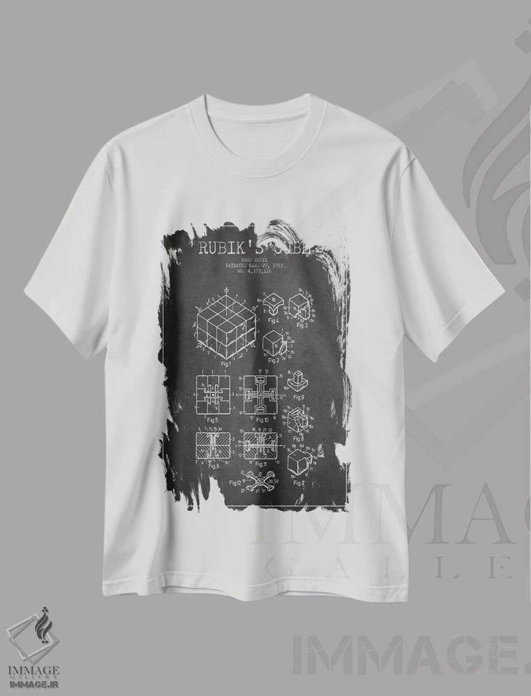 تیشرت طرح دار نقشهٔ اختراع روبیک، وینتیج و رترو اثر پیکسل کهنه | immage.ir