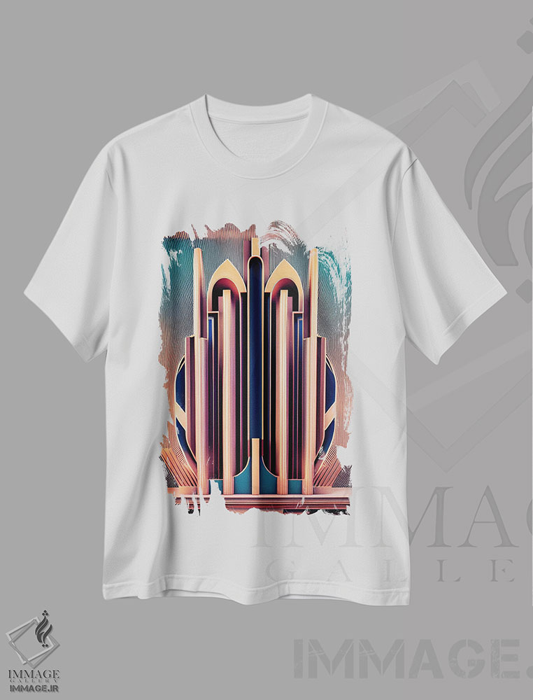 تیشرت طرح دار آرت دکو شهری هوش مصنوعی، آبستره اثر آلساندرو دلا توره | immage.ir