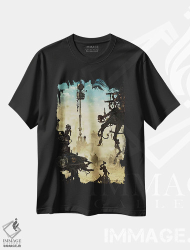 تیشرت طرح دار کارخانه استیم پانک هوش مصنوعی، دکوراسیون جایگزین اثر آلساندرو دلا توره | فروشگاه ایماژ