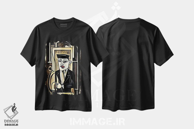 تیشرت طرح دار دفتردار به سبک پیکاسو، هنر فاخر کلاسیک اثر آلساندرو دلا توره | فروشگاه ایماژ