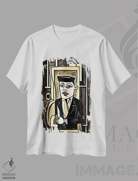 تیشرت طرح دار دفتردار به سبک پیکاسو، هنر فاخر کلاسیک اثر آلساندرو دلا توره | immage.ir