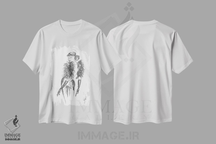 تیشرت طرح دار نقاشی از دختری با لباس صحنه، دست نقاشی و طراحی دستی اثر آلساندرو دلا توره | immage.ir