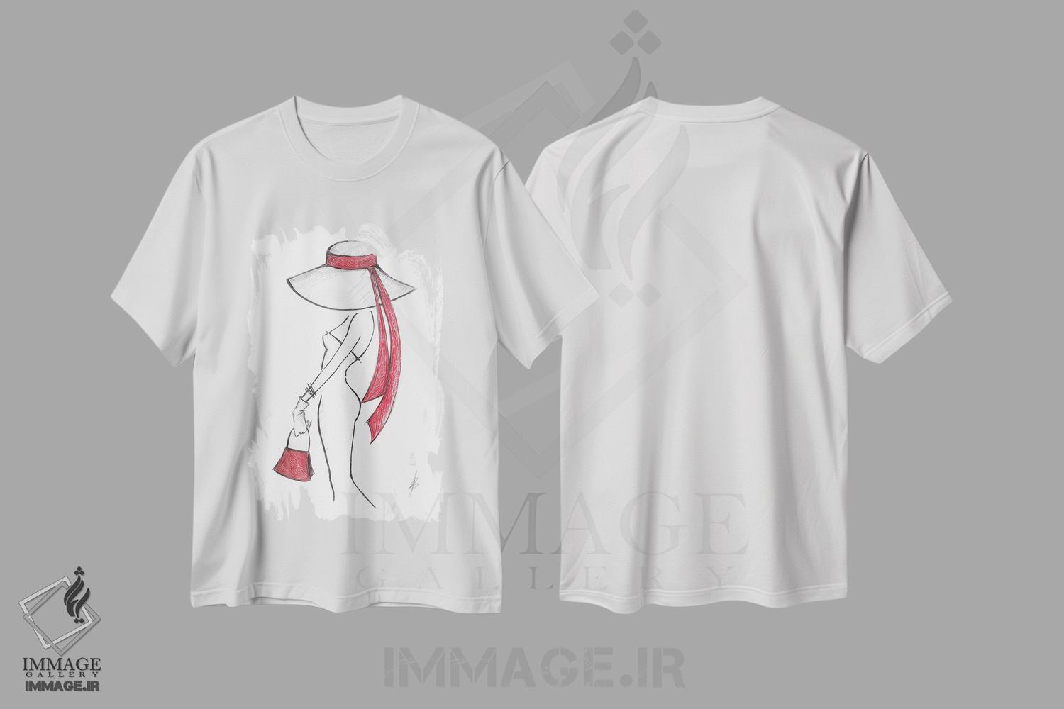 تیشرت طرح دار زن شیک پوش، دست نقاشی و طراحی دستی اثر آلساندرو دلا توره | immage.ir