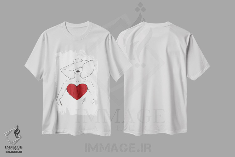 تیشرت طرح دار زن قلبی با کلاه، دست نقاشی و طراحی دستی اثر آلساندرو دلا توره | immage.ir