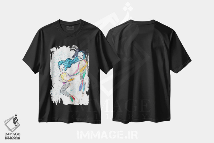 تیشرت طرح دار دزد دریایی و پری دریایی، هنر دیجیتال اثر آلساندرو دلا توره | فروشگاه ایماژ