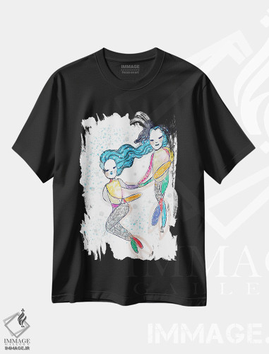 تیشرت طرح دار دزد دریایی و پری دریایی، هنر دیجیتال اثر آلساندرو دلا توره | فروشگاه ایماژ