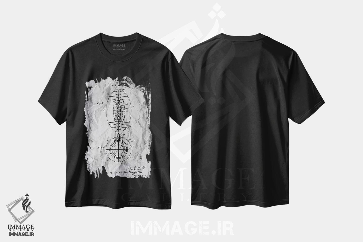 تیشرت طرح دار پوستر ثبت اختراع فوتبال، دست نقاشی و طراحی دستی اثر آلساندرو دلا توره | فروشگاه ایماژ
