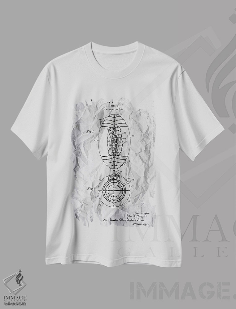 تیشرت طرح دار پوستر ثبت اختراع فوتبال، دست نقاشی و طراحی دستی اثر آلساندرو دلا توره | immage.ir