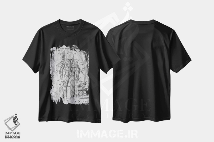 تیشرت طرح دار پوستر ثبت اختراع لباس فضانوردی، دست نقاشی و طراحی دستی اثر آلساندرو دلا توره | فروشگاه ایماژ