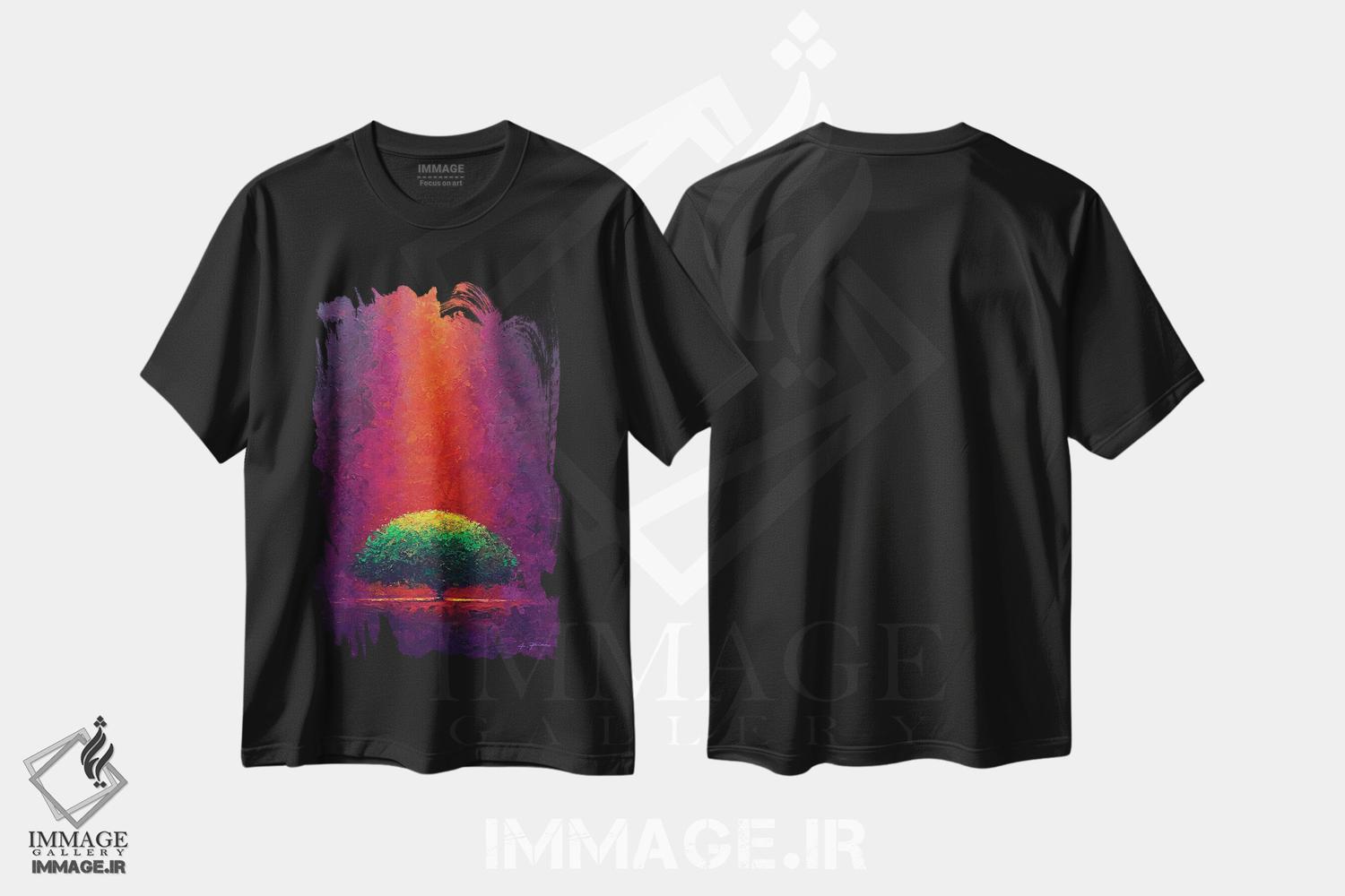 تیشرت طرح دار پاییز نارنجی، دکور معاصر اثر آلساندرو پیراس | فروشگاه ایماژ