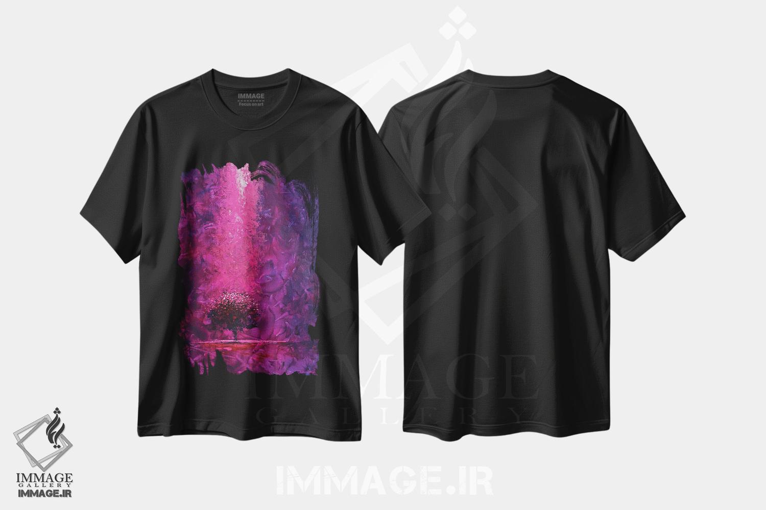 تیشرت طرح دار بنفش تیره، دکور معاصر اثر آلساندرو پیراس | فروشگاه ایماژ
