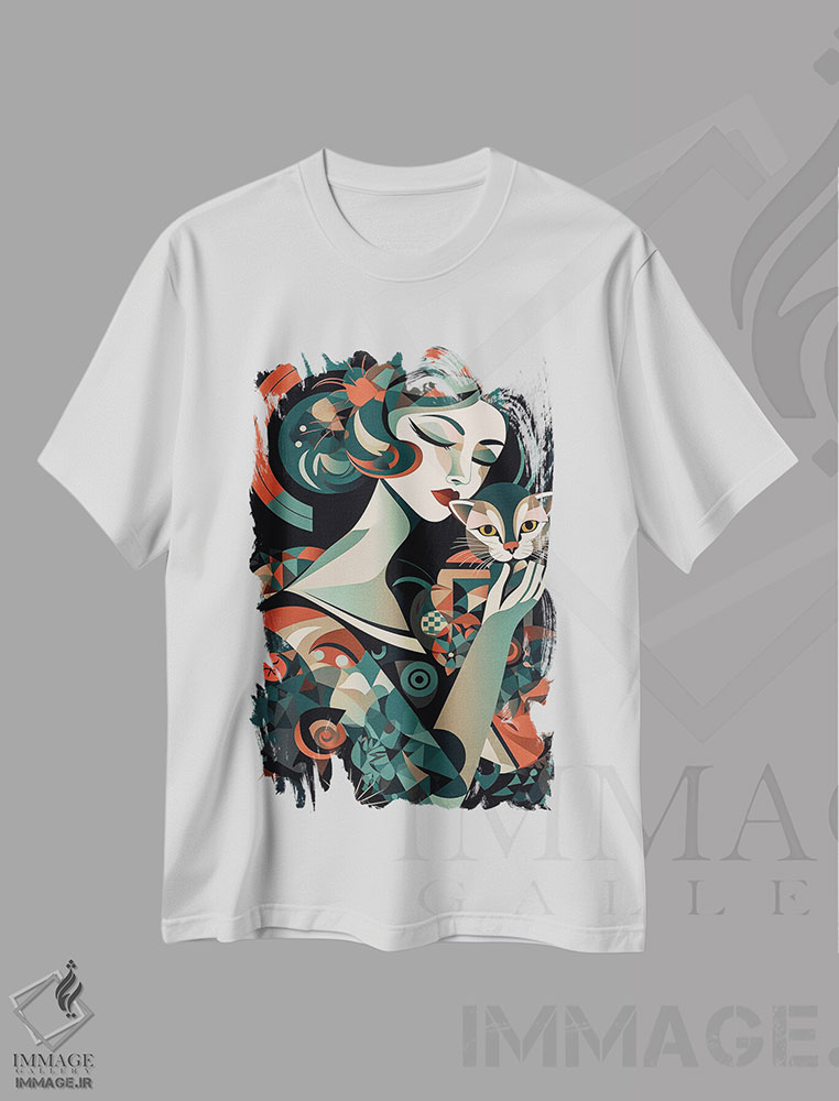 تیشرت طرح دار گربه، تزئینی اثر عبدالله ایویندار | immage.ir