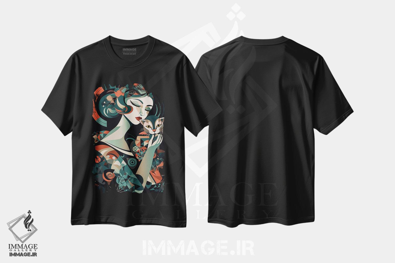 تیشرت طرح دار گربه، تزئینی اثر عبدالله ایویندار | فروشگاه ایماژ