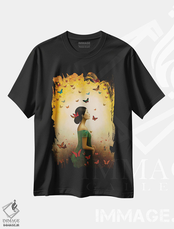 تیشرت طرح دار کلبک، دکور آسیایی اثر عبدالله ایویندار | فروشگاه ایماژ