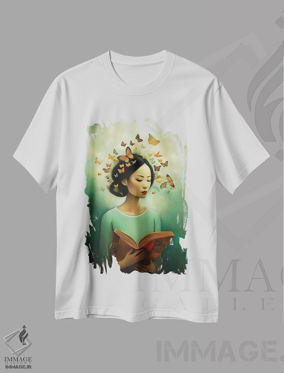 تیشرت طرح دار کتاب، دکور آسیایی اثر عبدالله ایویندار | immage.ir