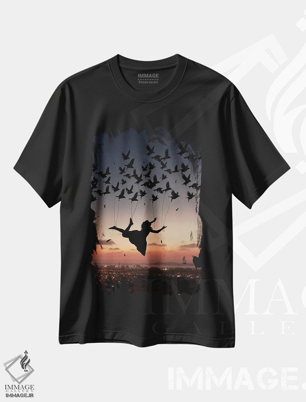 تیشرت طرح دار زن پرنده، عکاسی ترکیبی اثر عبدالله ایویندار | فروشگاه ایماژ