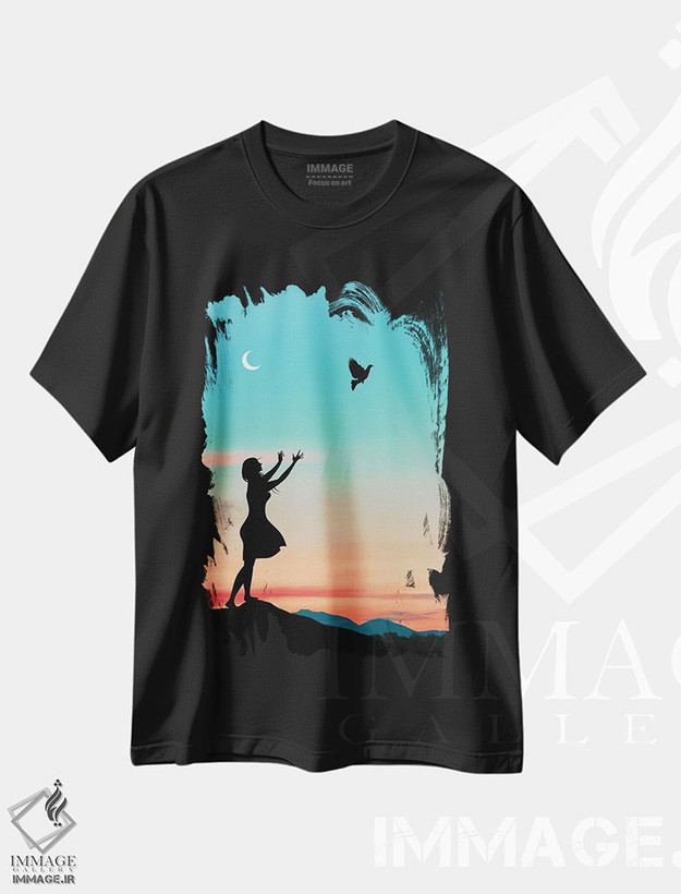 تیشرت طرح دار پرنده آزاد، عکاسی ترکیبی اثر عبدالله ایویندار | فروشگاه ایماژ
