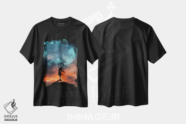 تیشرت طرح دار دختر آزاد، عکاسی ترکیبی اثر عبدالله ایویندار | فروشگاه ایماژ