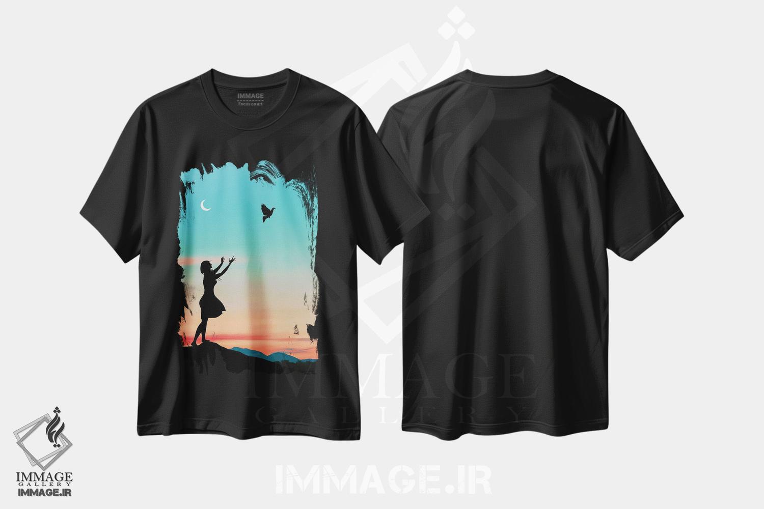 تیشرت طرح دار پرنده آزاد، عکاسی ترکیبی اثر عبدالله ایویندار | فروشگاه ایماژ