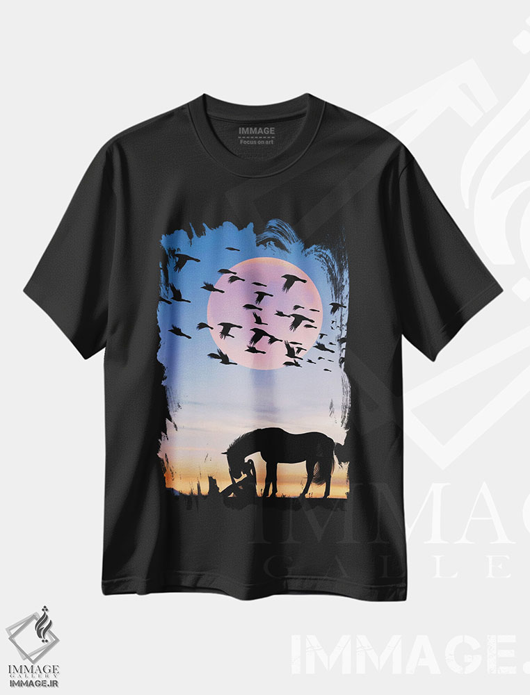 تیشرت طرح دار اسب و زن، عکاسی ترکیبی اثر عبدالله ایویندار | فروشگاه ایماژ