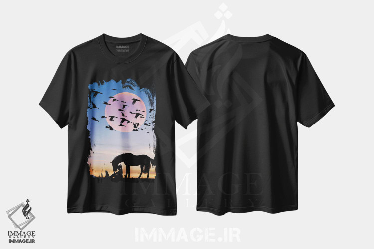 تیشرت طرح دار اسب و زن، عکاسی ترکیبی اثر عبدالله ایویندار | فروشگاه ایماژ