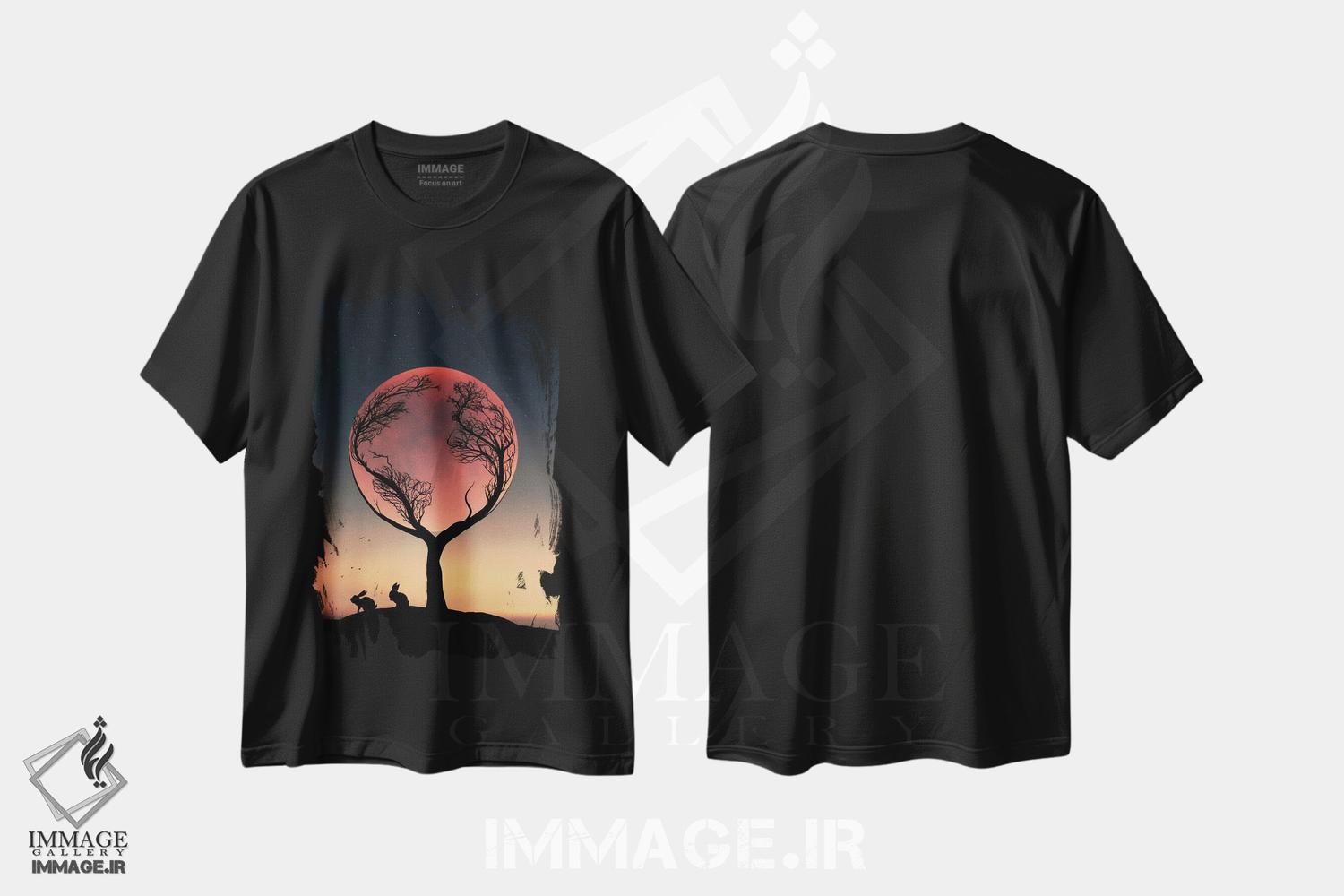 تیشرت طرح دار خرگوش و ماه کامل، عکاسی ترکیبی اثر عبدالله ایویندار | فروشگاه ایماژ