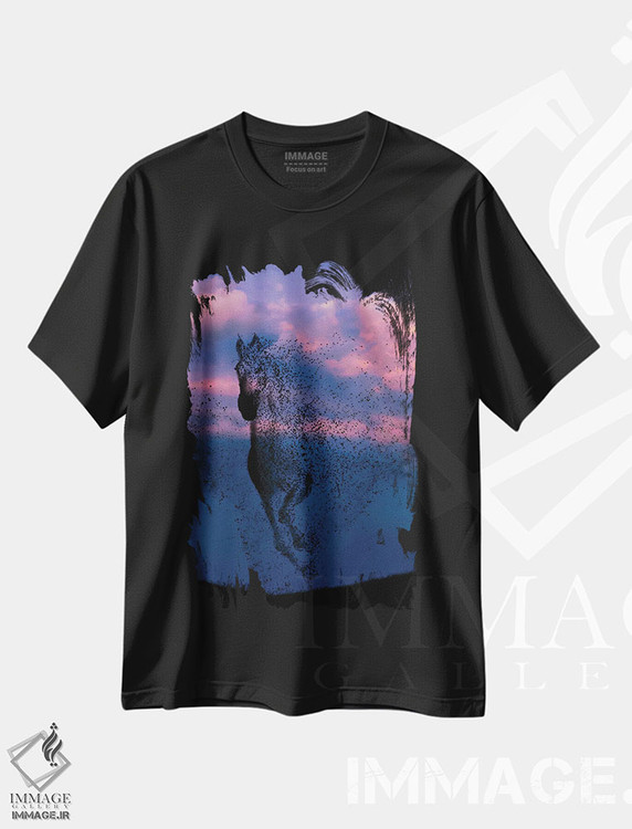 تیشرت طرح دار باد و اسب، مدیوم اثر عبدالله ایویندار | فروشگاه ایماژ