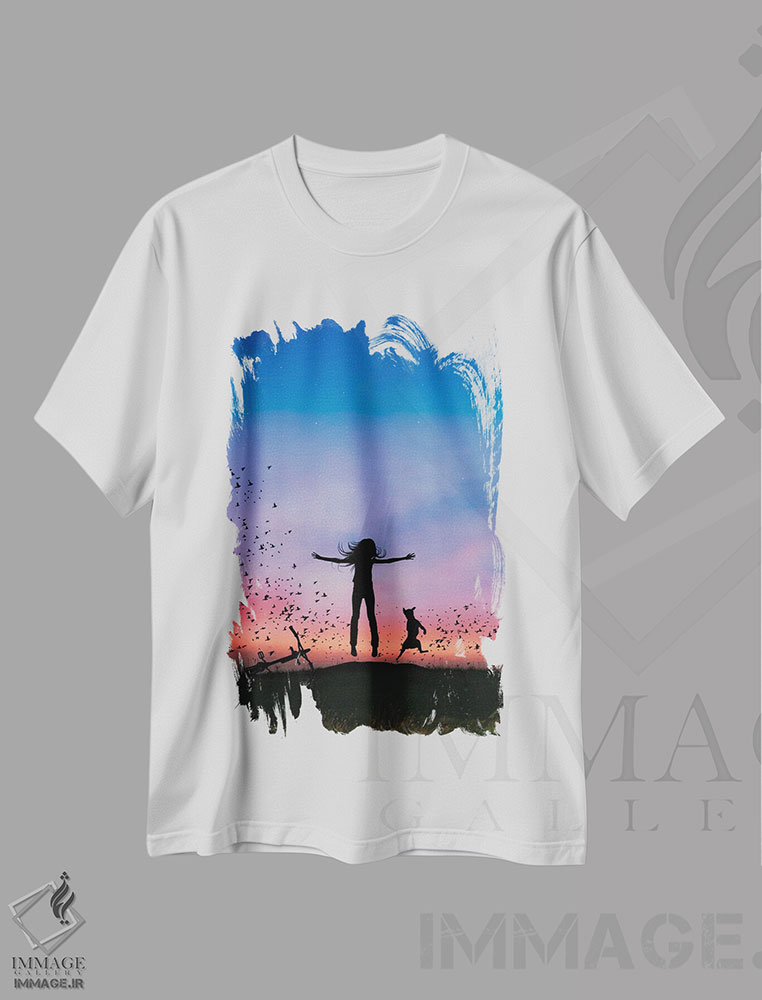 تیشرت طرح دار پرواز با پرندگان، مدیوم اثر عبدالله ایویندار | immage.ir